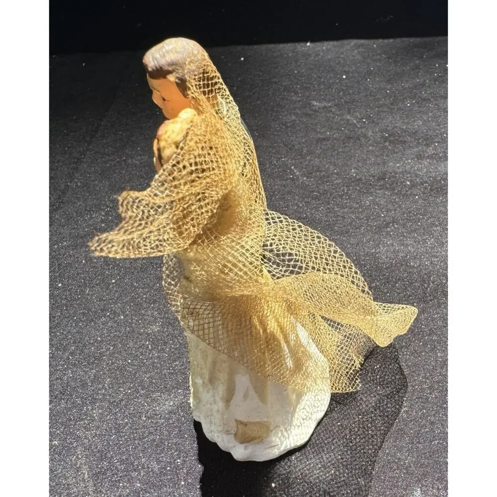 Vintage 1930’s Chalk-ware Bride And Groom Wedding Cake Topper Needs TLC -A56